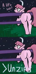 Size: 1448x3000 | Tagged: suggestive, artist:rusty_sn00t, ponerpics import, pony, background pony, drawthread, female, fence, image, mare, night, outdoors, png