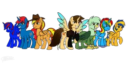 Size: 6172x3025 | Tagged: safe, artist:melspyrose, derpibooru import, oc, oc:ej, oc:firey ratchet, oc:flare spark, oc:gregory griffin, oc:shield wing, oc:stephen (stephen-fisher), oc:train track, unofficial characters only, alicorn, gryphon, pegasus, pony, unicorn, female, image, male, png, the fire lightning squad