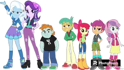 Size: 2560x1440 | Tagged: safe, artist:cutler1228, derpibooru import, apple bloom, scootaloo, snails, snips, starlight glimmer, trixie, twilight sparkle, equestria girls, equestria girls series, clothes, cowboy hat, denim, hat, image, jeans, overalls, pants, png, shoes, simple background, skirt, spurs, stetson, sweeie belle, transparent background, twolight