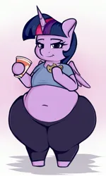 Size: 1717x2857 | Tagged: suggestive, artist:andesblorps, derpibooru import, twilight sparkle, twilight sparkle (alicorn), alicorn, semi-anthro, belly, belly button, big belly, cookie, fat, female, food, high res, image, jpeg, solo, solo female, thighs, thunder thighs, twilard sparkle, wide hips
