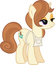 Size: 5683x6776 | Tagged: safe, artist:starryshineviolet, derpibooru import, cinnamon chai, pony, unicorn, rarity investigates, absurd resolution, apron, bedroom eyes, clothes, female, image, looking at something, mare, png, simple background, solo, transparent background, vector