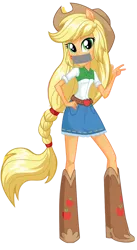 Size: 1478x2700 | Tagged: safe, derpibooru import, applejack, equestria girls, boots, clothes, cowboy boots, equestria girls plus, gag, image, png, ponied up, shoes, tape, tape gag