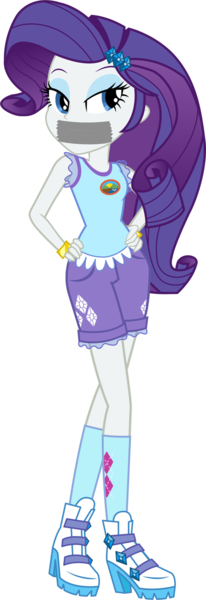 Size: 1372x4000 | Tagged: safe, artist:imperfectxiii, derpibooru import, rarity, equestria girls, legend of everfree, camp everfree outfits, gag, image, png, tape, tape gag