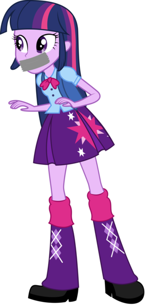 Size: 1902x4000 | Tagged: safe, artist:kimberlythehedgie, derpibooru import, twilight sparkle, twilight sparkle (alicorn), alicorn, equestria girls, backpack, boots, clothes, gag, image, png, shoes, tape, tape gag