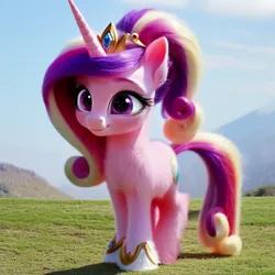 Size: 3072x3072 | Tagged: safe, ai content, derpibooru import, machine learning generated, prompter:2050brony, stable diffusion, princess cadance, pony, unicorn, g4, crown, cute, female, filly, filly cadance, foal, generator:pony diffusion v5, grass, high res, image, irl, jewelry, photo, photorealistic, png, ponies in real life, realistic, regalia, solo, unicorn cadance, younger