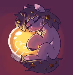 Size: 1579x1624 | Tagged: safe, artist:rivibaes, derpibooru import, oc, oc:rivibaes, pony, unicorn, female, filly, foal, image, lightbulb, oneshot, png, sleeping