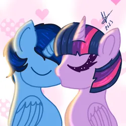 Size: 1000x1000 | Tagged: artist needed, source needed, safe, derpibooru import, twilight sparkle, twilight sparkle (alicorn), oc, oc:blue thunder, alicorn, image, kissing, png, shipping, thundersparkle