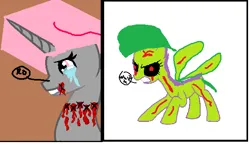 Size: 648x372 | Tagged: safe, derpibooru import, pony, unicorn, series:the hub is back, base used, cannon, horn, image, op is trying to start shit so badly that it's kinda funny, png, sad, smiling, text, the hub, unhappy, wat