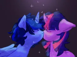 Size: 825x606 | Tagged: safe, derpibooru import, oc, oc:blue thunder, alicorn, image, kissing, nuzzling, png, thundersparkle