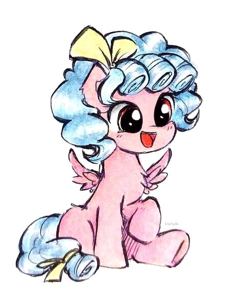 Size: 1620x2160 | Tagged: safe, artist:liaaqila, derpibooru import, cozy glow, pegasus, pony, cozybetes, cute, female, filly, foal, image, jpeg, open mouth, raised hoof, simple background, sitting, solo, traditional art, white background