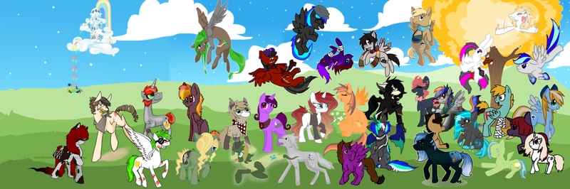 Size: 1280x425 | Tagged: artist needed, safe, artist:lupisvulpes, derpibooru import, oc, unofficial characters only, earth pony, ghost, pegasus, pony, undead, unicorn, ask, collaboration, group, image, png, tumblr