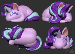 Size: 1468x1061 | Tagged: safe, artist:sunny way, derpibooru import, starlight glimmer, pony, art, artwork, bun, buns, chibi, cute, digital art, female, feral, image, mare, png, smiling, solo, transformers, unicron, zbrush