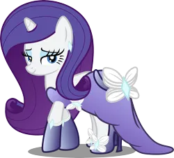 Size: 5502x4977 | Tagged: safe, artist:atomicmillennial, derpibooru import, rarity, pony, unicorn, suited for success, absurd resolution, alternate hairstyle, alternate universe, clothes, dress, ear piercing, earring, female, high heels, image, jewelry, looking at you, mare, piercing, png, shoes, simple background, solo, transparent background, vector
