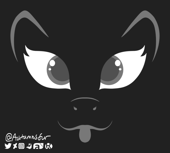 Size: 2092x1887 | Tagged: safe, artist:autumnsfur, derpibooru import, pony, genderless, generic pony, grayscale, halloween, holiday, image, jack-o-lantern, logo, looking at you, minimalist, modern art, monochrome, nightmare night, png, printable, pumpkin, signature, silly, silly pony, simple background, smiling, tongue out