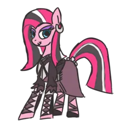 Size: 764x792 | Tagged: safe, artist:goatpirate, ponerpics import, pinkie pie, earth pony, pony, clothes, dress, female, goth, image, mare, png, simple background, transparent background