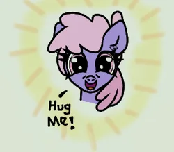 Size: 302x265 | Tagged: safe, artist:scandianon, derpibooru import, rainbowshine, pony, bust, female, hug request, image, looking at you, mare, open mouth, open smile, png, simple background, smiling, smiling at you, talking, talking to viewer