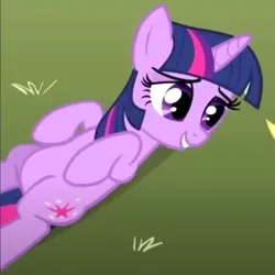 Size: 643x642 | Tagged: safe, derpibooru import, screencap, twilight sparkle, unicorn, the super speedy cider squeezy 6000, belly, cropped, image, lying down, on back, png, round belly, smiling, solo, unicorn twilight