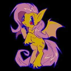 Size: 830x830 | Tagged: safe, artist:fluttershyweed, derpibooru import, fluttershy, bat pony, pony, bat ponified, black background, cute, female, flutterbat, image, looking at you, mare, open mouth, open smile, png, race swap, shyabates, shyabetes, simple background, smiling, smiling at you, solo, unshorn fetlocks