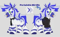 Size: 2080x1280 | Tagged: safe, artist:xtsij, derpibooru import, oc, oc:periwinkle mirtillo, unofficial characters only, zebra, blue, clothes, female, green eyes, hoodie, image, jpeg, looking at you, necktie, piercing, simple background, striped, striped mane, tongue out, zebra oc