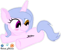 Size: 6898x5633 | Tagged: safe, artist:velvetcharm, derpibooru import, oc, oc:steamy, unofficial characters only, pony, unicorn, 2d, adorable face, blushing, butt, cute, female, feral, filly, filly steamy, foal, horn, image, looking at butt, multicolored eyes, plot, png, smiling, tattoo, transgender oc, unicorn oc, vector