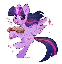 Size: 1377x1418 | Tagged: safe, artist:venik, derpibooru import, twilight sparkle, twilight sparkle (alicorn), alicorn, pony, book, cute, feather, female, full body, heart, heart eyes, image, magic, mare, png, quill, simple background, solo, telekinesis, twiabetes, white background, wingding eyes