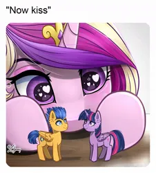Size: 1084x1200 | Tagged: safe, artist:lailyren, derpibooru import, flash sentry, princess cadance, twilight sparkle, twilight sparkle (alicorn), alicorn, pegasus, pony, commission, female, figurine, flashlight, heart, heart eyes, image, jewelry, jpeg, male, meme, princess of shipping, regalia, shipper on deck, shipping, signature, straight, table, text, wingding eyes, ych result