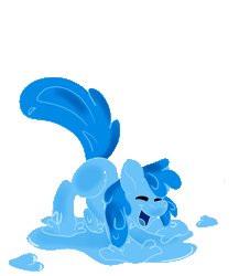 Size: 2000x2300 | Tagged: safe, artist:euspuche, derpibooru import, oc, oc:flowheart, unofficial characters only, goo, goo pony, original species, animated, commission, gif, image, jumping, puddle, simple background, solo, splashing, transparent background, ych result