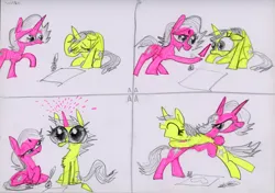 Size: 5698x4000 | Tagged: safe, artist:ja0822ck, derpibooru import, oc, unofficial characters only, pony, unicorn, 4 panel comic, comic, female, image, jpeg, mare, simple background, traditional art