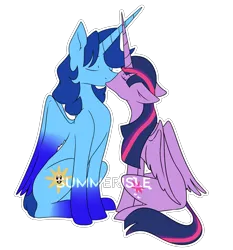 Size: 3260x3500 | Tagged: safe, derpibooru import, twilight sparkle, twilight sparkle (alicorn), oc, oc:blue thunder, alicorn, image, kissing, png, thundersparkle