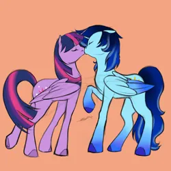 Size: 2048x2048 | Tagged: safe, derpibooru import, twilight sparkle, twilight sparkle (alicorn), oc, oc:blue thunder, alicorn, image, kissing, png, thundersparkle