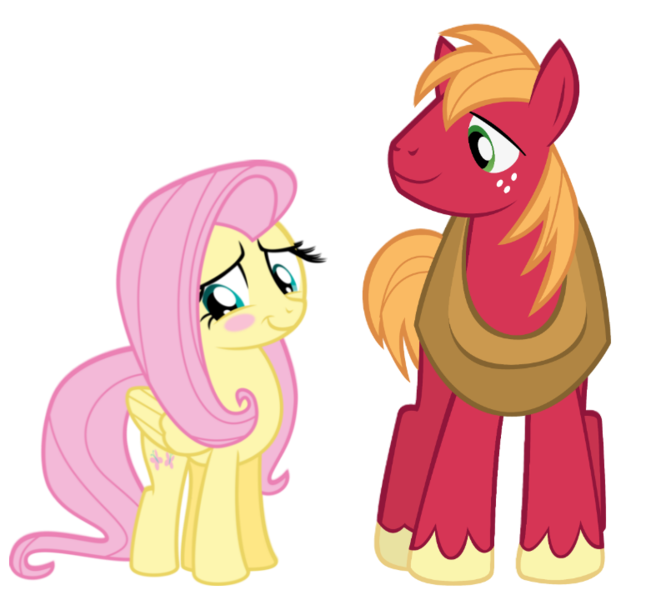 Size: 793x720 | Tagged: safe, artist:missbeigepony, artist:waranto, edit, big macintosh, fluttershy, earth pony, pegasus, pony, blushing, duo, female, fluttermac, image, male, mare, png, shipping, simple background, smiling, stallion, straight, transparent background