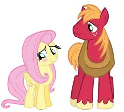 Size: 793x720 | Tagged: safe, artist:missbeigepony, artist:waranto, edit, big macintosh, fluttershy, earth pony, pegasus, pony, blushing, duo, female, fluttermac, image, male, mare, png, shipping, simple background, smiling, stallion, straight, transparent background