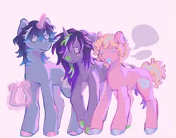 Size: 1855x1454 | Tagged: safe, artist:girl-bug 925, derpibooru import, ponified, earth pony, pony, unicorn, image, juleka couffaine, luka couffaine, miraculous ladybug, png, rose lavillant, simple background, trio, white background