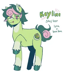 Size: 1661x1906 | Tagged: safe, artist:lawldog, derpibooru import, oc, oc:keylime, unofficial characters only, earth pony, pony, earth pony oc, image, magical lesbian spawn, offspring, parent:bon bon, parent:lyra heartstrings, parents:lyrabon, png, simple background, solo, white background