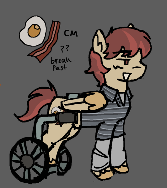 Size: 943x1064 | Tagged: safe, artist:lawldog, derpibooru import, ponified, pegasus, pony, breaking bad, gray background, image, png, simple background, solo, walter white jr, wheelchair