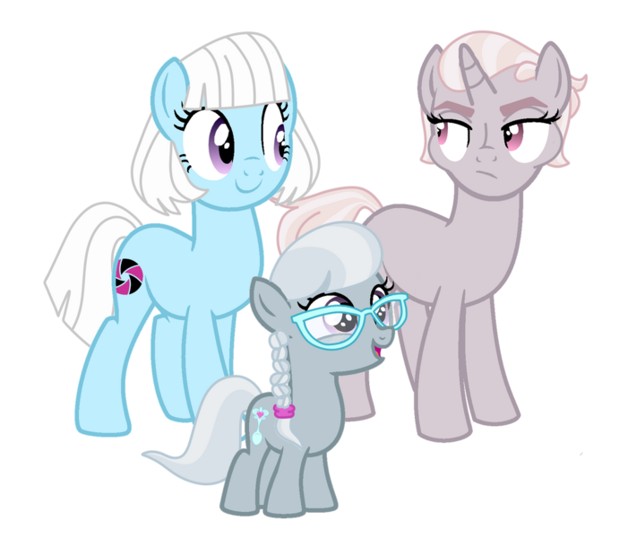 Size: 966x827 | Tagged: safe, artist:frostcorpsclub, artist:gallantserver, artist:mrbarthalamul, artist:parclytaxel, derpibooru import, photo finish, silver spoon, zesty gourmand, earth pony, pony, unicorn, base used, female, filly, foal, headcanon, image, lesbian, magical lesbian spawn, mare, missing accessory, mother and child, mother and daughter, no glasses, offspring, png, shipping, simple background, transparent background, trio, trio female, zestyfinish