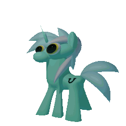 Size: 512x512 | Tagged: safe, derpibooru import, lyra heartstrings, 3d, animated, gif, image, numget, simple background, solo, transparent background, wat, wtf