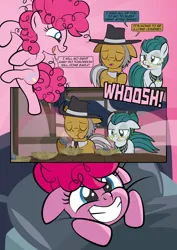 Size: 1920x2715 | Tagged: safe, artist:alexdti, derpibooru import, cloudy quartz, igneous rock pie, pinkie pie, pony, comic:how we met, eating, eyes closed, female, filly, filly pinkie pie, floppy ears, image, jpeg, open mouth, rock, younger