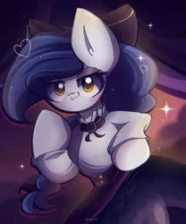 Size: 2200x2650 | Tagged: safe, artist:miryelis, derpibooru import, oc, unofficial characters only, earth pony, pony, big ears, bow, clothes, costume, cute, dress, female, halloween, halloween costume, heart, holiday, image, lolita fashion, long hair, looking at you, mare, png, smiling, smiling at you, solo
