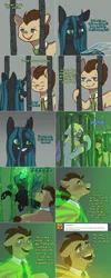 Size: 1502x3758 | Tagged: safe, artist:asktheblinddetectivemlp, artist:kimikaamiart, derpibooru import, derpy hooves, doctor whooves, queen chrysalis, time turner, oc, oc:tantamount, changeling, pony, lovestruck derpy, heart, heart eyes, image, magic, png, tantamount time turner, wingding eyes