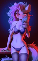 Size: 2560x4096 | Tagged: suggestive, artist:kebchach, ponerpics import, oc, unofficial characters only, anthro, anus, bikini, breasts, clothes, female, image, jpeg, nudity, socks, swimsuit