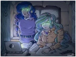 Size: 1280x960 | Tagged: safe, artist:binibean, derpibooru import, princess celestia, princess luna, human, equestria girls, rainbow rocks, computer, duo, glow, glowing eyes, human coloration, image, laptop computer, mind control, png, principal celestia, scene interpretation, vice principal luna