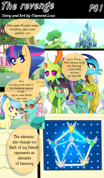 Size: 1280x2184 | Tagged: safe, artist:diamondloveda, derpibooru import, princess ember, thorax, oc, oc:starburst, changedling, changeling, dragon, hybrid, embrax, engrish, female, image, interspecies offspring, male, offspring, parent:flash sentry, parent:princess ember, parent:thorax, parent:twilight sparkle, parents:embrax, parents:flashlight, png, shipping, straight