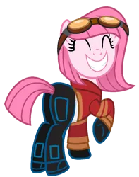 Size: 852x1080 | Tagged: safe, artist:muhammad yunus, derpibooru import, oc, oc:annisa trihapsari, unofficial characters only, earth pony, pony, annibutt, base used, butt, clothes, costume, earth pony oc, eyes closed, female, generator rex, gloves, goggles, grin, gritted teeth, halloween, halloween costume, happy, holiday, image, jacket, mare, pants, plot, png, rex salazar, simple background, smiling, solo, teeth, transparent background