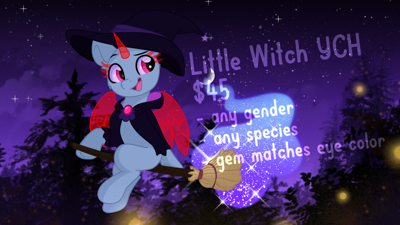 Size: 3840x2160 | Tagged: safe, artist:littleblackraencloud, derpibooru import, clothes, commission, halloween, hat, holiday, image, png, witch, witch hat, your character here