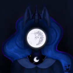 Size: 1280x1280 | Tagged: safe, artist:inconfortable1, artist:inconfortablee, derpibooru import, princess luna, anthro, female, fine art parody, image, jpeg, mare in the moon, moon, obscured face, solo, the son of man