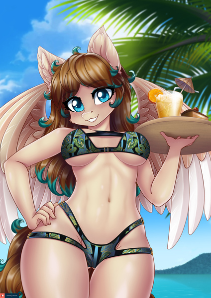 Size: 3157x4465 | Tagged: suggestive, artist:lifejoyart, ponerpics import, oc, unofficial characters only, anthro, bikini, breasts, clothes, female, image, jpeg, swimsuit