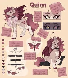 Size: 3500x4000 | Tagged: safe, artist:kikirdcz, derpibooru import, oc, oc:quinn, unofficial characters only, bat pony, pony, female, image, mare, png, reference sheet, solo