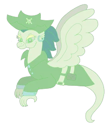Size: 2018x2343 | Tagged: safe, artist:supahdonarudo, derpibooru import, oc, unofficial characters only, ghost, hippogriff, undead, bag, clothes, ear piercing, earring, hat, image, jewelry, piercing, pirate, pirate hat, png, saddle bag, see-through, simple background, skull and crossbones, solo, transparent background