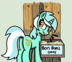 Size: 414x356 | Tagged: safe, artist:maretian, ponerpics import, lyra heartstrings, pony, unicorn, female, food, hoers, image, implied bon bon, mare, oats, png, rectangular pupil, solo, surprised, whiskers